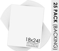 Mat Board Center, Pack of 25, 18x24 White Backing Boards - 4-ply Thickness - for Pictures, Photos, Framing Support - Great for DIY Projects, Art, Prints