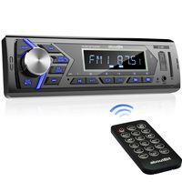 Bluetooth Car Stereo Radio Receiver,Single Din Mechless Digital Media Receiver Support FM/AM/USB/SD/FLAC/MP3/Aux-in with 7 Color Backlit,Wireless Remote Control