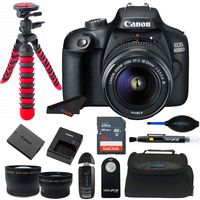 Canon EOS 4000D / Rebel T100 18.0 MP SLR - Black w/ 18-55mm DC III Lens Bundle
