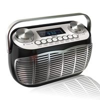 Detroit, FM AM Radio Alarm Clock Bedside Mains Powered Or Battery FM Retro Radio with LCD Display Clock Radio (Black)