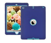 New iPad 9.7 lnch 2017 Case ,Heavy Duty Rugged Shock-Absorption / High Impact Resistant Hybrid Three Layer Armor Full Body Protective Case Cover for Apple New iPad 9.7 Inch 2017 Model Blue Blue