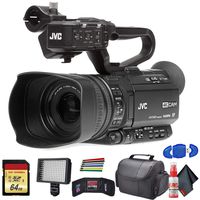 JVC GY-HM180 Ultra HD 4K Camcorder with HD-SDI (GY-HM180U) with Padded Case, LED Light, 64GB Memory Card and More Base Bundle
