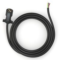 PWR+ 7-Way Trailer Plug Connector Cord 7-Pin: Extra Long 8 Ft, Heavy Duty, Weatherproof, Corrosion Resistant, Double Prongs, RV 7 Pin Wire Inline Light Trailer Wiring Harness Cable