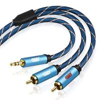 3.5mm Aux to RCA Stereo Splitter Cable[Nylon Braided,Durable and Flexible] EMK Audio Y Adapter Cable - Top Blue Series (3.3Feet/1M)