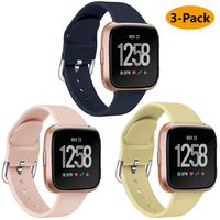 Silicone Bands Compatible with Fitbit Versa/Versa Lite for Women and Men, 3 Pack Classic Soft Sport Strap Replacement Wristband for Fitbit Versa Smart Watch