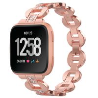 CreateGreat for Fitbit Versa Bands, Stainless Steel Metal Replacement Wristbands Bling Adjustable Fitbit Versa Accessories Pearl Bracelet Strap