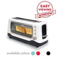 Dash DVTS501WH Clear View Extra Wide Slot Toaster with Stainless Steel Accents + See Through Window, Defrost, Reheat + Auto Shut Off Feature For Bagels, Specialty Breads & Other Baked Goods, White