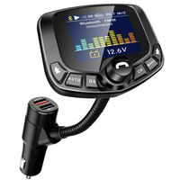 LoHi Bluetooth FM Transmitter for Car, Wireless Radio Adapter Hands-Free Kit 1.8''Color Display with Auto Search FM Blank Channel & QC3.0 Fast Charging Function, Support USB, TF Card, AUX Input/Output
