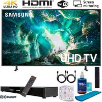 Samsung UN55RU8000 55" RU8000 LED Smart 4K UHD TV (2019) w/Soundbar Bundle Includes, Deco Gear Home Theater Surround Sound 31" Soundbar, Screen Cleaner, 2X HDMI Cable and 6-Outlet Surge Adapter