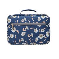 Bible Cover Case Carrier Carrying Bag with Handles for Women Ladies Teens Floral Pattern Flower Print Scripture Tote Good Book Holder Organizer (Navy Blue)