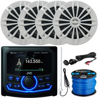 Marine/Motorsports SiriusXM Waterproof Digital Media Bluetooth Receiver, 4 x Enrock 6.5" 2-Way 180W Boat Yacht Water-Resistant White Speakers, Antenna, AUX Interface, Speaker Wire