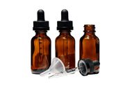 3 Pack of 1oz Amber Glass Dropper Bottles (30mL) with Child Resistant Graduated Measurement Marked Glass Droppers + Funnel:The Hemp Door LLC