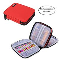 Damero Crochet Hook Case, Organizer Zipper Bag with Web Pockets for Various Crochet Needles and Knitting Accessories, Well Made and Easy to Carry, Medium, Red (No Accessories Included)