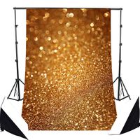7x5ft/10x10ft Gold Glitter Sequin Spot Backdrop, LESS CREASE Computer Printed Bokeh Backgrounds Party Wedding Children Newborn Photography Studio Props (Updated Material) (Glittering (5x7ft))
