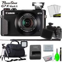 Canon PowerShot G7 X Mark II Digital Camera Bundled with Carrying Case, 72-in Tripod, Mini LED Light, Screen Protector and Cleaning Kit