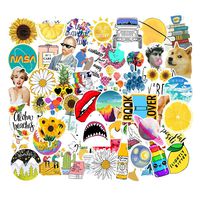 53-Pcs PVC Stickers Vinyl Laptop Yellow Summer Style Car Decals Waterproof Sunlight-Proof Durable for Cars Motorbikes Luggage Skateboard Decor