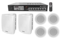 Rockville 70v Commercial/Restaurant Amplifier+2) White Wall+4) Ceiling Speakers