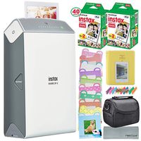 Fujifilm Instax Share Smartphone Printer SP-2 w(Silver)/ 40 Sheets Instax Mini Instant Film, Photo Album, Mini Photo Frames, Paper Photo Frame, Small Case. and FiberTique Cleaning Cloth