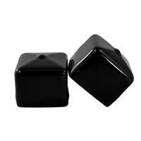 Prescott Plastics 1 1/4 Inch Square Black Vinyl End Cap, Flexible Pipe Post Rubber Cover ((A) Pack of 4 Caps)