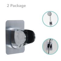 2 pcs Strong Adhesive Chrome Shower Head Holder Adjustable Shower Wand Holder,Handheld Shower Head Wall Mount Bracket Showerhead & Bidet Sprayer Bracket For Bathroom