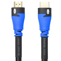 SHD HDMI Cable 100 Feet with Signal Booster 100' HDMI Cord 2.0V Support 4K 3D 1080P for in-Wall Installation CL3 Rated Black and Blue Color