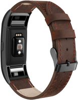 SWEES Bands Compatible for Fitbit Charge 2 Leather Small (5.6" - 7.5"), Genuine Leather Replacement Wristband Metal Connectors Women, Black, Beige, Brown, Grey, Rose Gold, Blue