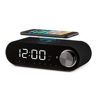 COBY Digital LED Alarm Clock Built In 10W HD Bluetooth Speakers FM Radio QI Certified Fast Wireless Charger for iPhone, Samsung and More,USB port Battery Backup Aux In, Dimmer for Bedroom, Office Desk