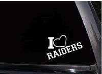 I Love Raiders Decal (Auto) Heart Oakland Raiders Fans Football vinyl Raiders sticker decal for Car Truck SUV Window 5" x 5"