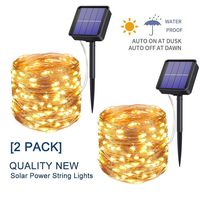 Upoom [2 Pack] Solar Fairy Lights, 200 LED Outdoor Solar String Lights Garden Copper Wire Decorative Lights 66Ft Waterproof Indoor Outdoor Lighting for Garden, Patio, Yard, Christmas
