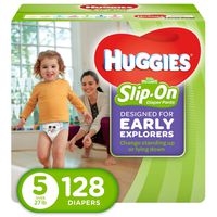 HUGGIES Little Movers Slip On Diaper Pants, Size 5, 128 Count, ECONOMY PLUS (Packaging May Vary)