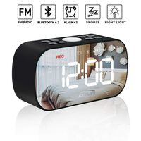AMZLIFE Alarm Clock Radio with Wireless Bluetooth Speaker FM Radio Night Light 5" LED Digital Display Sleep Timer with Snooze Function for Heavy Sleepers Home Bedroom Kitchen Office Kids (Renewed)