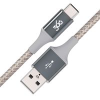 360 Electrical 360654-KH Habitat 4ft Premium Braided Charging Cable with USB-C to USB-A Connectors - Authentic Collection-Khaki