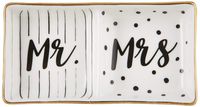 Kate Aspen Mr and Mrs Ring Dish, Wedding Gift, White and Black