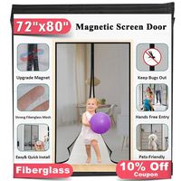 Upgrade Fiberglass Magnetic Screen Door, Fits Doors up to 70 x 79-Inch, Mkicesky French Door Mesh Curtain, with Full Frame Hook&Loop, Keep Bugs Out - Black