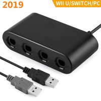 Wii U Gamecube Controller Adapter, MEEARO Gamecube NGC Controller Adapter for Wii U,Nintendo Switch and PC USB. Black Super Smash Bros Gamecube Adapter. 4 Ports, No Driver Needed(Version 3.0)