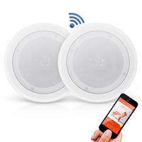 Pyle Pair 8" Bluetooth Flush Mount in-Wall in-Ceiling 2-Way Universal Home Speaker System Spring Loaded Quick Connections Polypropylene Cone Polymer Tweeter Stereo Sound 250 Watts (PDICBT852RD)