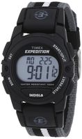 Timex Unisex T49661 Expedition Mid-Size Digital CAT Black/Gray Stripe Nylon Strap Watch