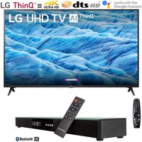 LG 70UM7370PUA 70" 4K HDR Smart LED IPS TV w/AI ThinQ (2019) + Soundbar Bundle Includes, Deco Gear Home Theater Surround Sound 31" Soundbar and 6ft Optical Toslink 5.0mm OD Audio Cable