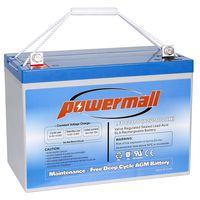 Powermall 12V 100AH Solar Battery Deep Cycle AGM For Off Grid Applications Solar Panel Boat Camper Van Cargo Trailer, Universal