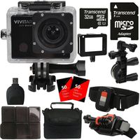 Vivitar DVR914HD 16.1MP 1440p Action Camera Like Gopro Hero with 4K Video WiFi Mounts and 32GB Memory Card - with US Warranty