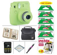Fujifilm Instax Mini 9 Instant Camera (Lime Green) + Fujifilm Instax Instant Film 100 Sheets + 4 Batteries & Charger + Photo Album + Convenient Case + More
