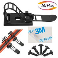 Adjustable Self-Adhesive Nylon Cable Tie mounts Cable Straps with Optional Screw Cord Clamps for wire management(50pack)