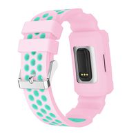 PATROHOO Anti Impact Resilient Bands for Charge 3,Rugged Protective Silicone Frame Case with Strap for Fitbit Charge 3.Pink/Teal