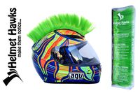 Helmet Hawks Motorcycle Helmet Mohawk w/Sticky Hook and Loop Fastener Adhesive - Fluorescent Lime Green