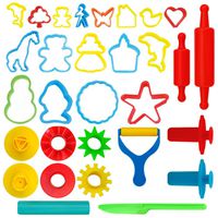 Kiddy Dough Air Dry Clay & Dough Tool Kit for Kids - Party Pack w/Animal Shapes - Includes 24 Colorful Cutters, Molds, Rollers & Play Accessories