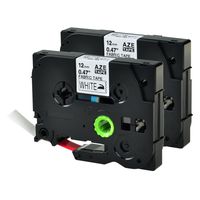 GREENCYCLE 2 Pack Red on White Fabric Laminated TZe Label Tape Compatible for Brother P-Touch TZe-FA3R Tz Tze FA3R TZ-FA3R 12mm 1/2" Label-Tape 10 ft PT-D210 PT-H100 PT-D400 PT-D600 Label Maker