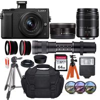 Panasonic Lumix DMC-GX85 Mirrorless Micro Four Thirds Digital Camera USA Model w/ 12-32mm, 45-150mm & 420-800mm Lenses + Essential Accessory Bundle incl. Wide-Angle & Telephoto Conversion Lens & More