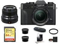 FUJIFILM X-T30 Mirrorless Digital Camera with XF 18-55mm Lens & XF 23mm f/2 R WR Lens (Black) Bundle, Includes: SanDisk 64GB Extreme SDXC Memory Card, Card Reader and More