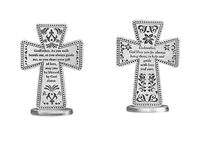 Pewter Godmother & Godfather Standing Message Cross Set (2 Pcs)