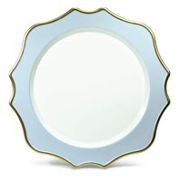 " OCCASIONS" 10 pcs Round 13'' Round Acrylic Plastic Wedding Chargers, Dinner Party Decoration Charger Plates (Scalloped Light Blue and Gold)